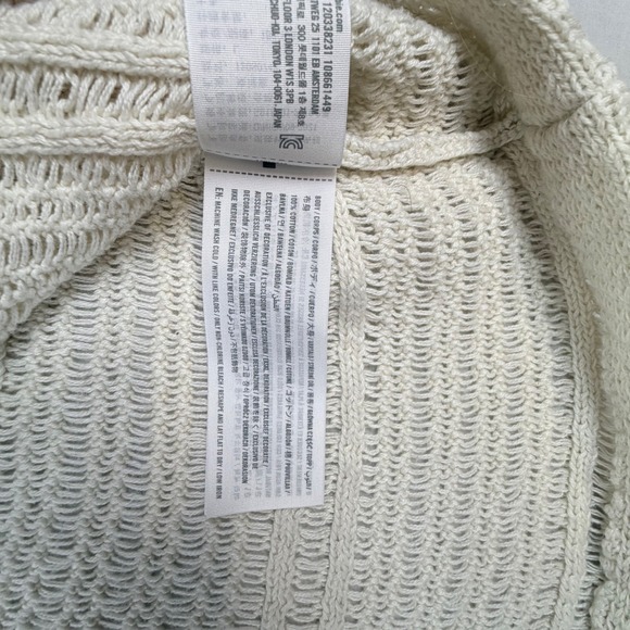 Abercrombie & Fitch Woman's Cropped Short Sleeve Knit Sweater Off White‎ Size L - Picture 3 of 6